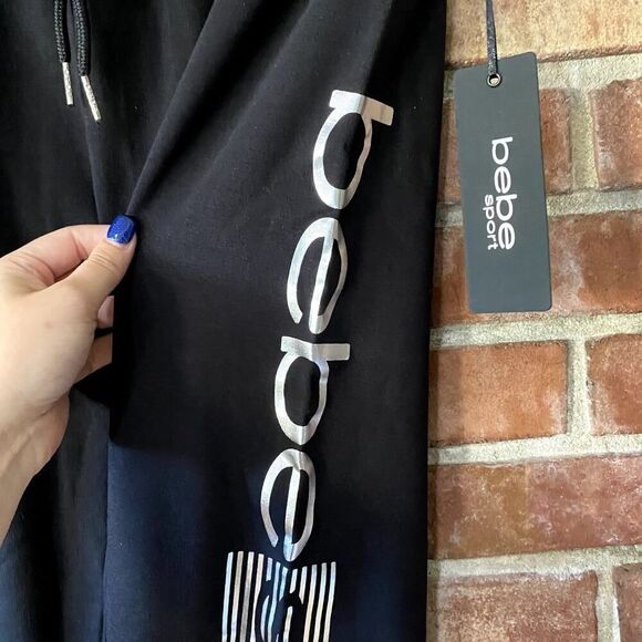 bebe Sport Metallic Logo Sweatpants Black Medium - Picture 7 of 10